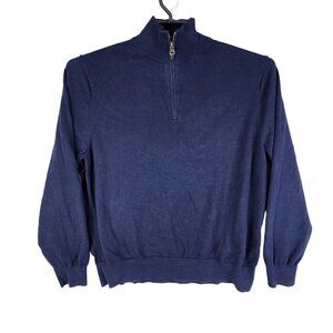 Mens Navy Blue J. Crew Sweater 1/2 Zip 100% Cotton Long Sleeve Mock Neck Size XL